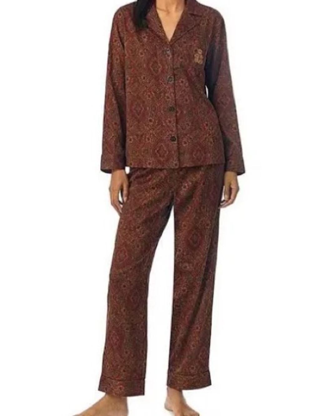 Lauren Ralph Lauren Paisley Belted pijama sets in Magenta and Green